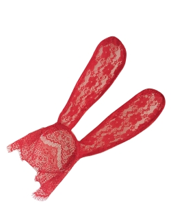 Laced Long Ear with Veil Halloween Headband HN400153 RED